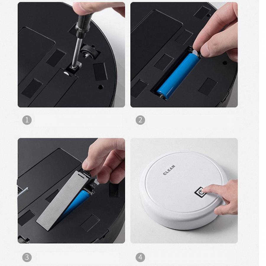 Aspirator robot KlaussTech pentru podea, 1 l, Autonomie 90 min, Incarcare 3 h, Acumulator 1200 mAH, Incarcare USB, 1 W, Alb