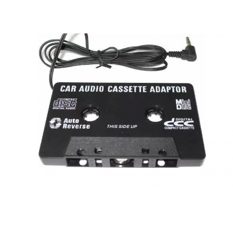 Adaptor KlaussTech Caseta auto retro, Jack 3.5 mm, Design compact, Negru