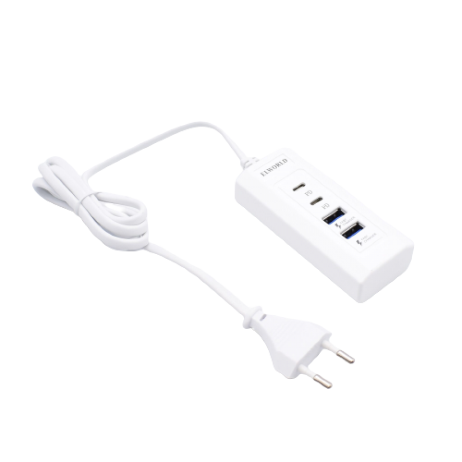 Incarcator Retea, Klausstech, 4 Port-uri, 2xusb, 2x Typec, 20w, Indicator Led, Alb