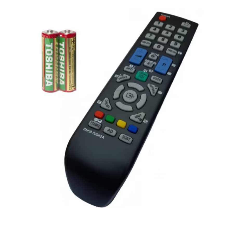 Telecomanda universala pentru TV, Functionare cu 2 x Baterii AAA, Material ABS, Culoare Negru