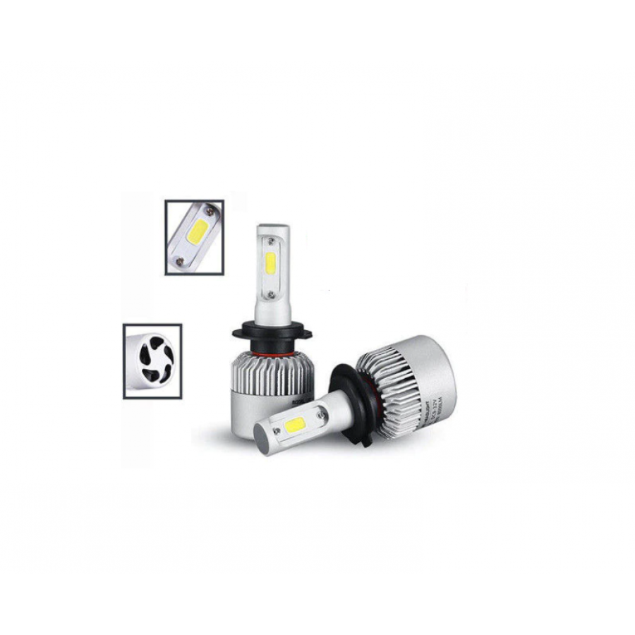 Set KlaussTech de 2 becuri LED H7, 2 x 36 W, 16000 lm, 12 - 24 V, Aluminiu, IP65, 6500 K, Argintiu