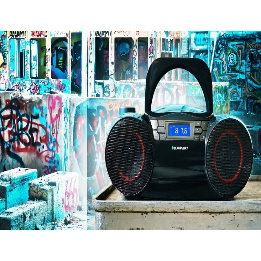 Boombox cu Bluetooth, Radio FM, MP3 / AUX / USB, Radio FM, Ceas cu alarma, Iluminare LED, Negru