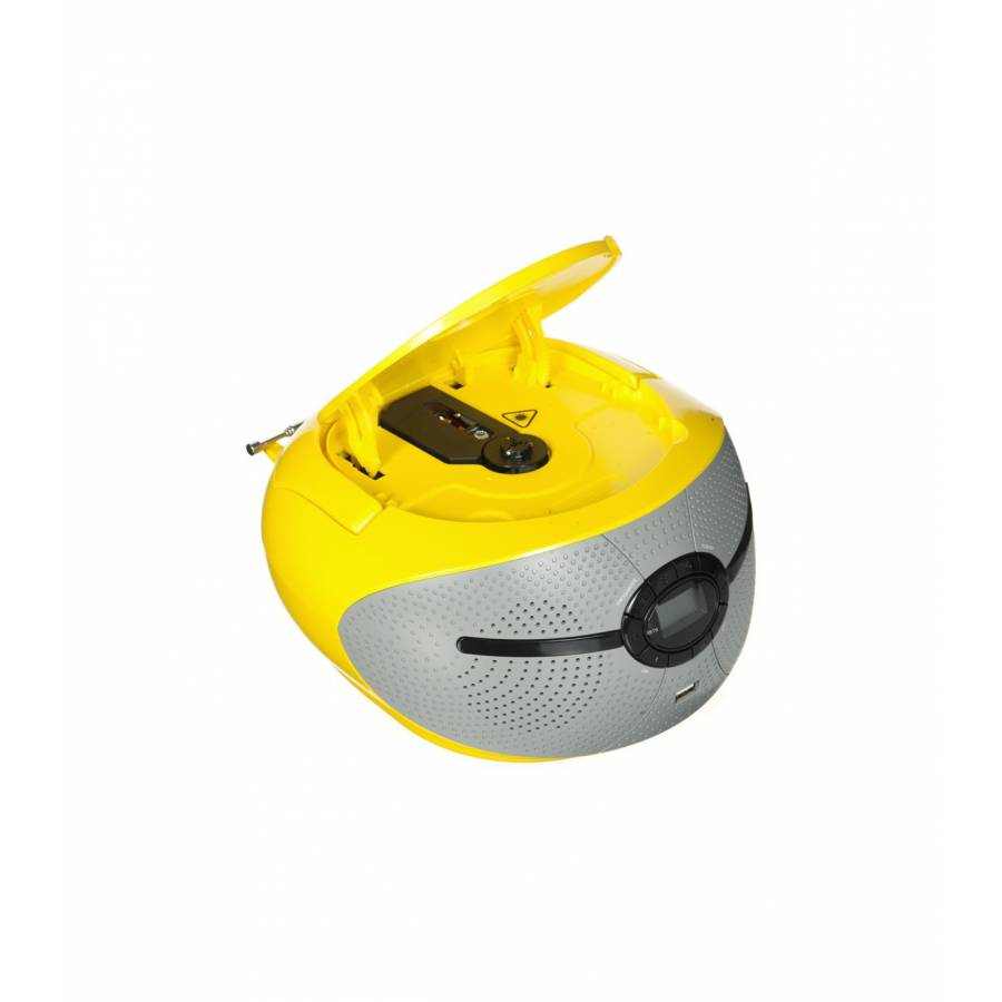 Microsistem Boombox 2 x 1.2 W, CD Player, Port USB,Afisaj LCD, Radio PLL FM, 3.5 mm AUX IN, Galben