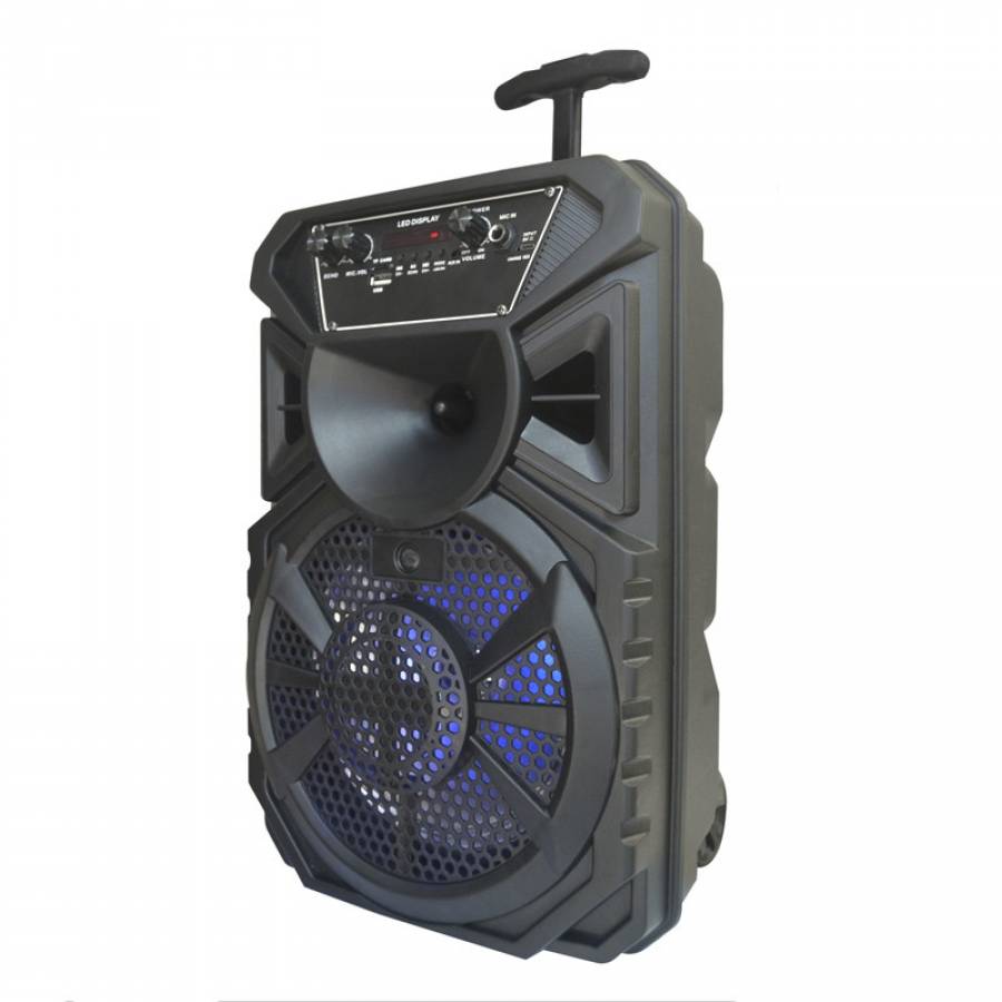 Boxa portabila cu Telecomanda, 10 W, Ecran LCD, Bluetooth, USB, AUX, 8 inch, FM / TF, Maner transport, Negru