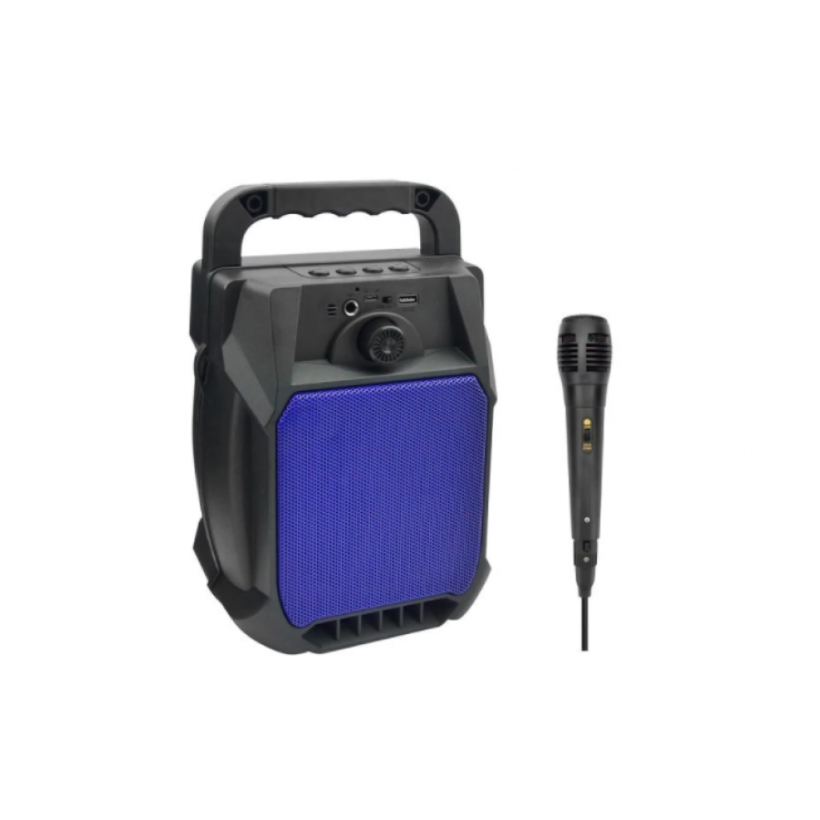 Boxa Portabila KlaussTech cu microfon, 15 W PMPO, Bluetooth, USB, LED, AUX, 6.5 inch, Card TF, FM,1800 mAH, Negru