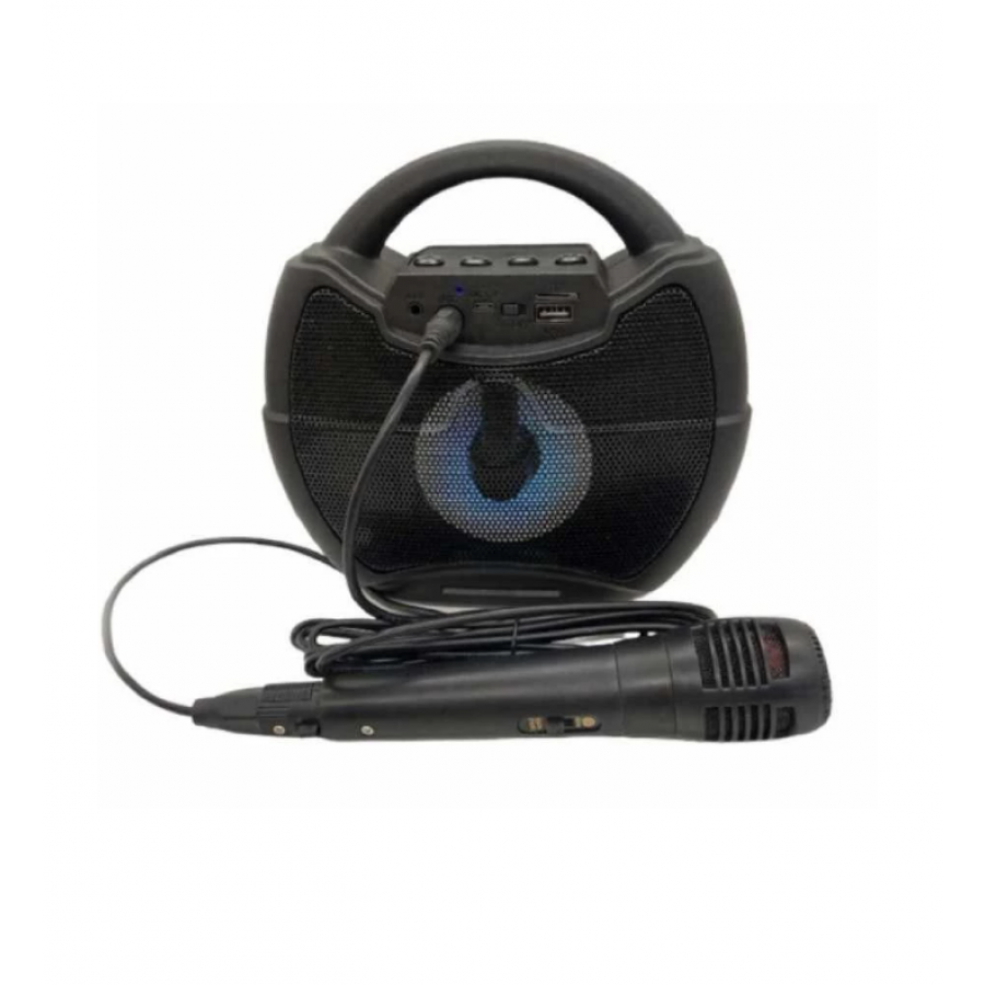 Boxa Portabila KlaussTech, 4 inch, 5 W, Bluetooth, USB, Lumini LED, AUX, 1200 mAH, 155 x 110 x 233 mm, MicroSD, Negru