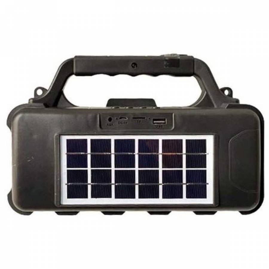 Boxa Portabila cu Panou solar, Bluetooth si USB, FM, 1500 mAH, ABS si PC, AUX, Reincarcabila, Negru