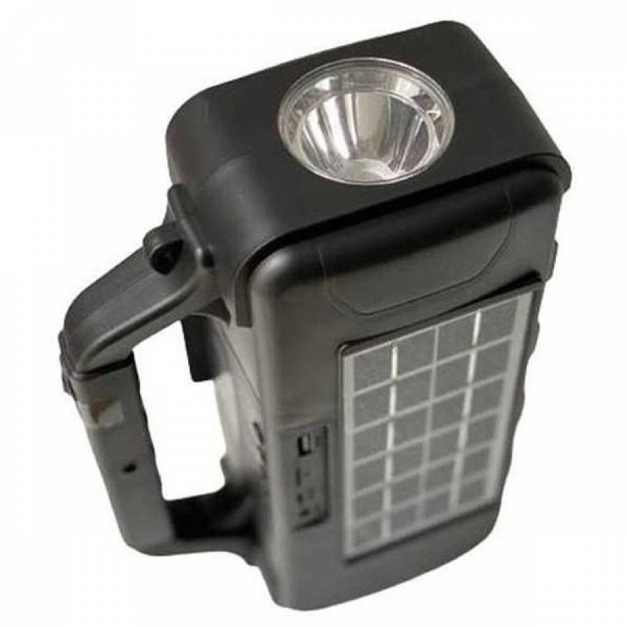 Boxa Portabila cu Panou solar, Bluetooth si USB, FM, 1500 mAH, ABS si PC, AUX, Reincarcabila, Negru