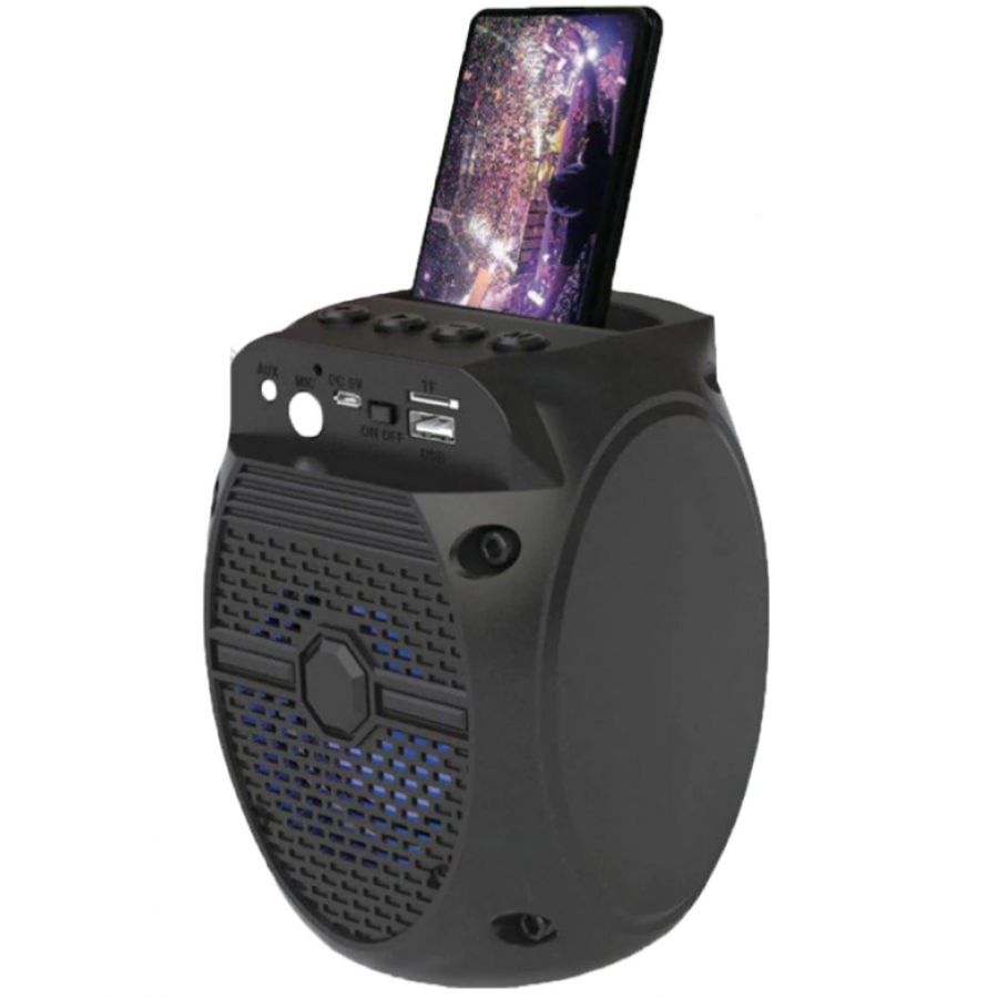 Boxa Portabila KlaussTech, 5 W, Bluetooth, USB, Lumini LED, AUX IN, Radio FM, 1200 mAH, MicroSD, Negru