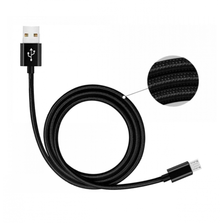 Cablu de incarcare si date Micro USB, Lungime 2 m, Conector 2 USB 2.0, Negru