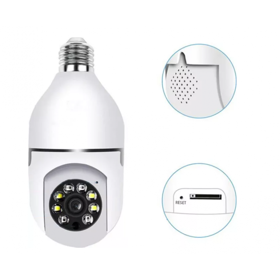 Camera KlaussTech de supraveghere, 1080p, Vedere Nocturna, Soclu E27, IP66, 15 x 6.5 cm, Alb