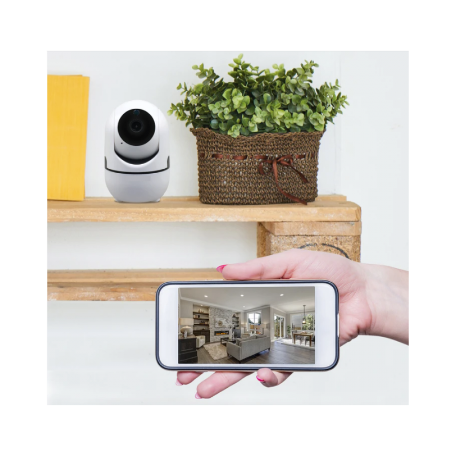 Camera KlaussTech WiFi de supraveghere 720p, Infrarosu, Detectare miscare, Slot TF Card, Alb