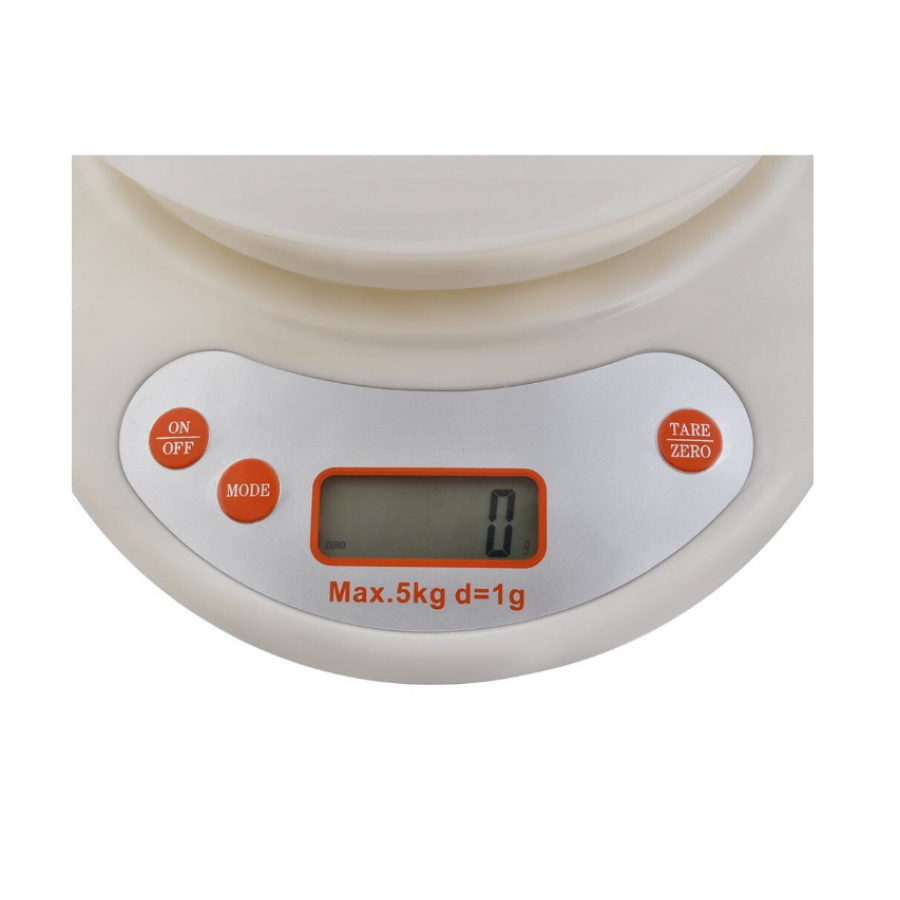 Cantar KlaussTech de Bucatarie cu Bol inclus, Acuratete 1 g, Auto-reset, Buton ON/OFF, Display LCD, Alb