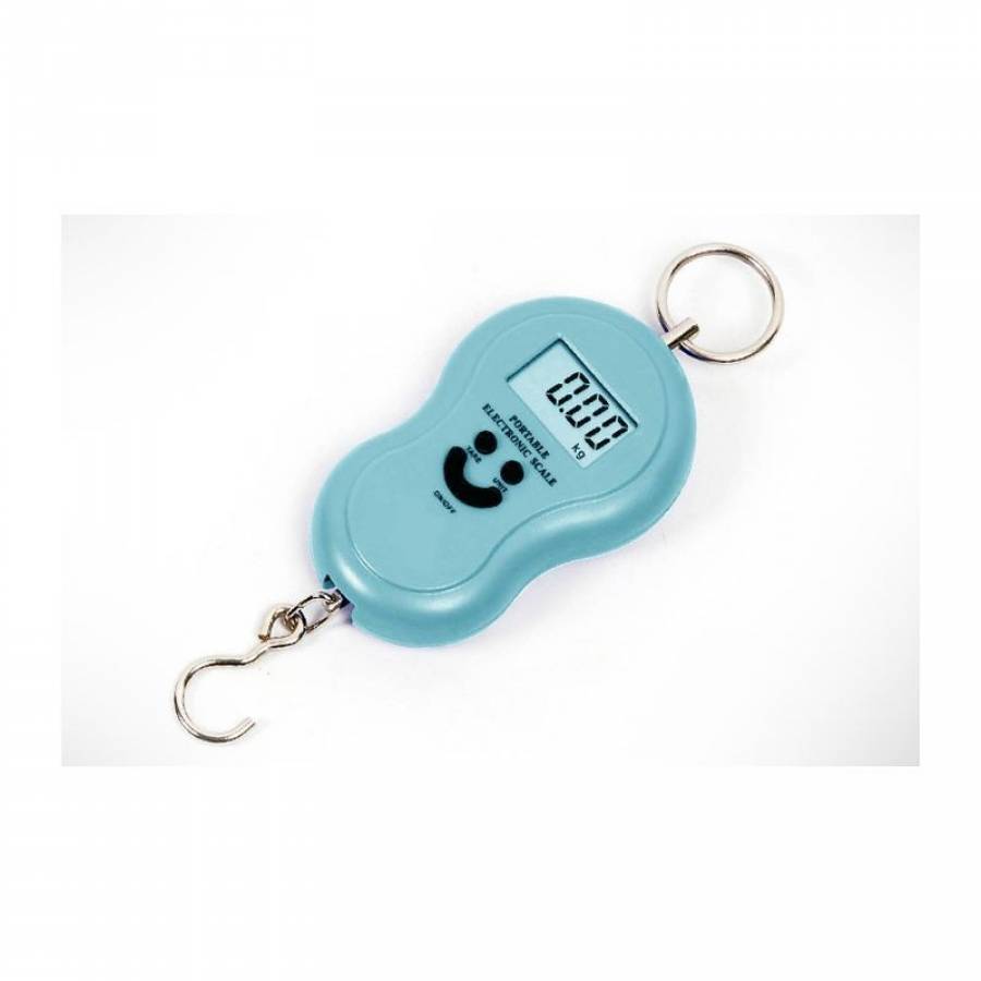 Cantar KlaussTech  Portabil Digital de mana, Butoane control, ABS, Cantarire maxim 40 Kg, Albastru