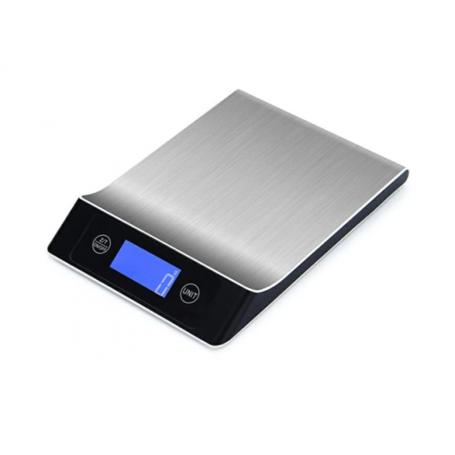 Cantar de Bucatarie Digital cu Display LCD, Functie Tara, Cantarire maxima 5 kg, Acuratete 1 g, 2 x AAA, Argintiu