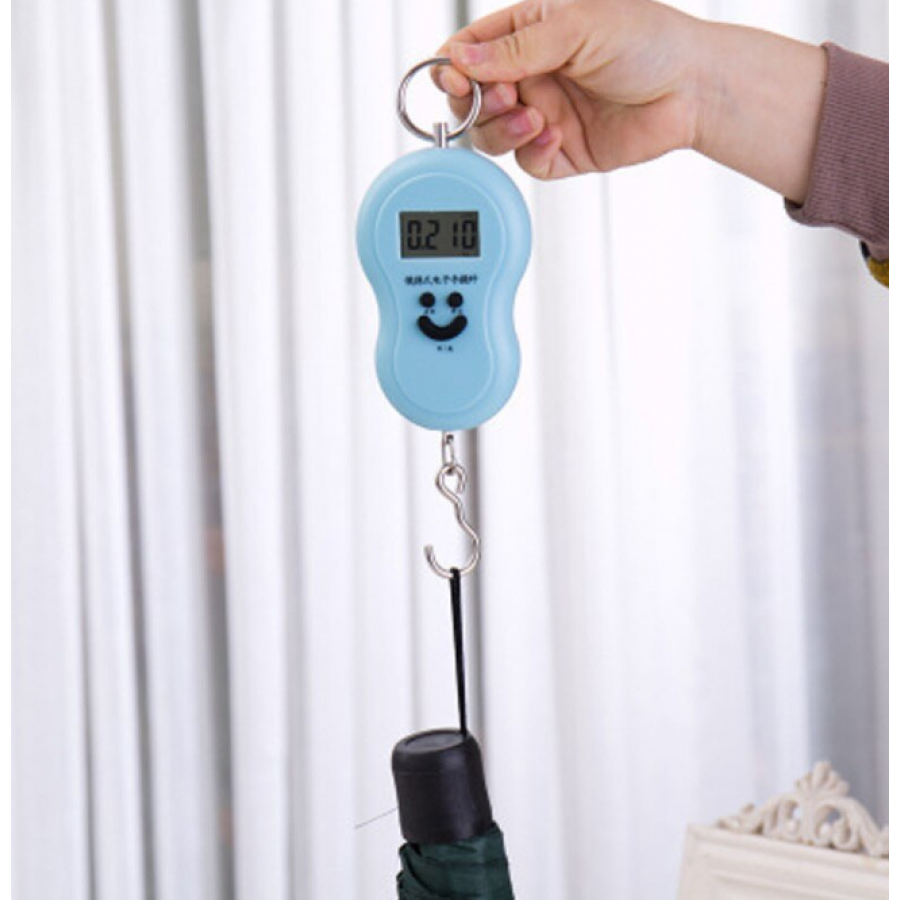 Cantar Electronic KlaussTech de mana cu carlig, Ecran LCD, Maxim 50 Kg, Precizie 10 g, Functionare 2 x AAA, Albastru