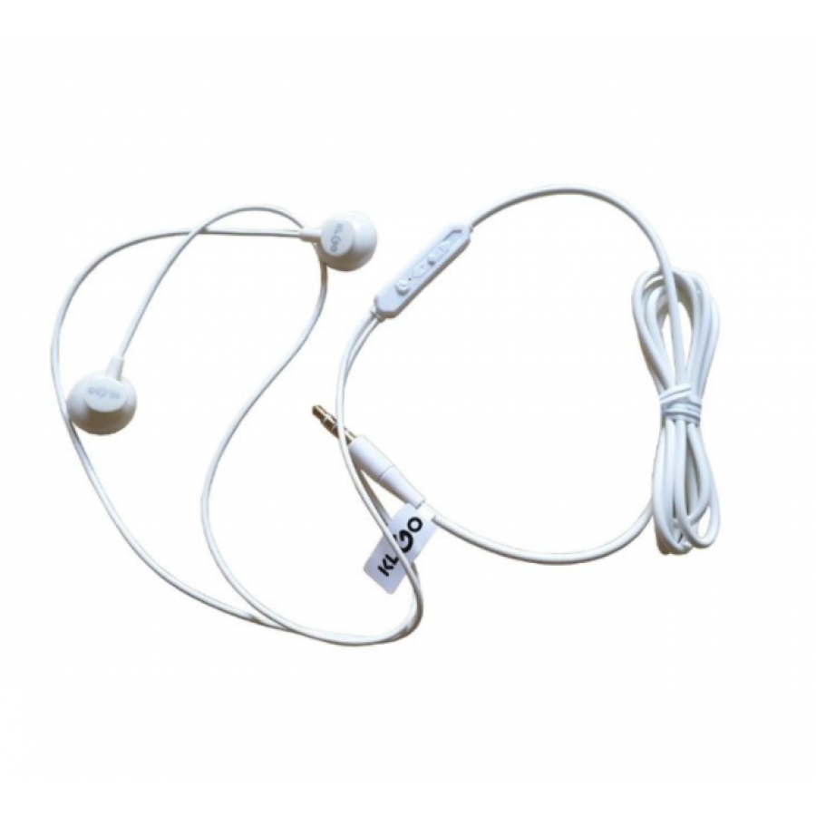 Casti Audio Klausstech Intraauriculare cu fir, Microfon, Control volum, AUX IN, Pure bass, Dynamic sound, Alb