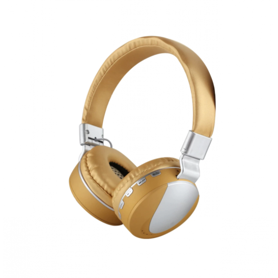 Casti Audio Stereo KlaussTech cu Bluetooth 4.1, 32 ohm, FM, 20 - 20 kHz, Banda fixare, Semnal 10 m, Design modern, Auriu