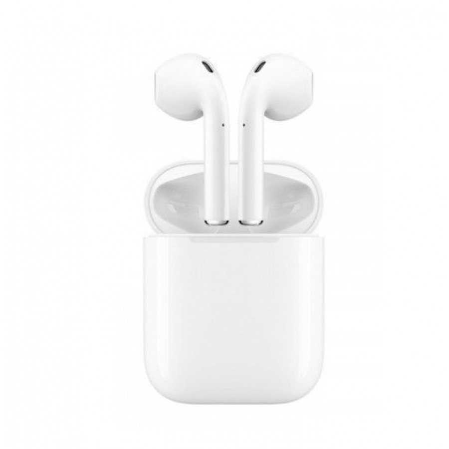 Casti KlaussTech Audio Wireless Bluetooth V5, Compatibile cu iOS/Android, 4 h Autonomie, Carcasa incarcare, Alb