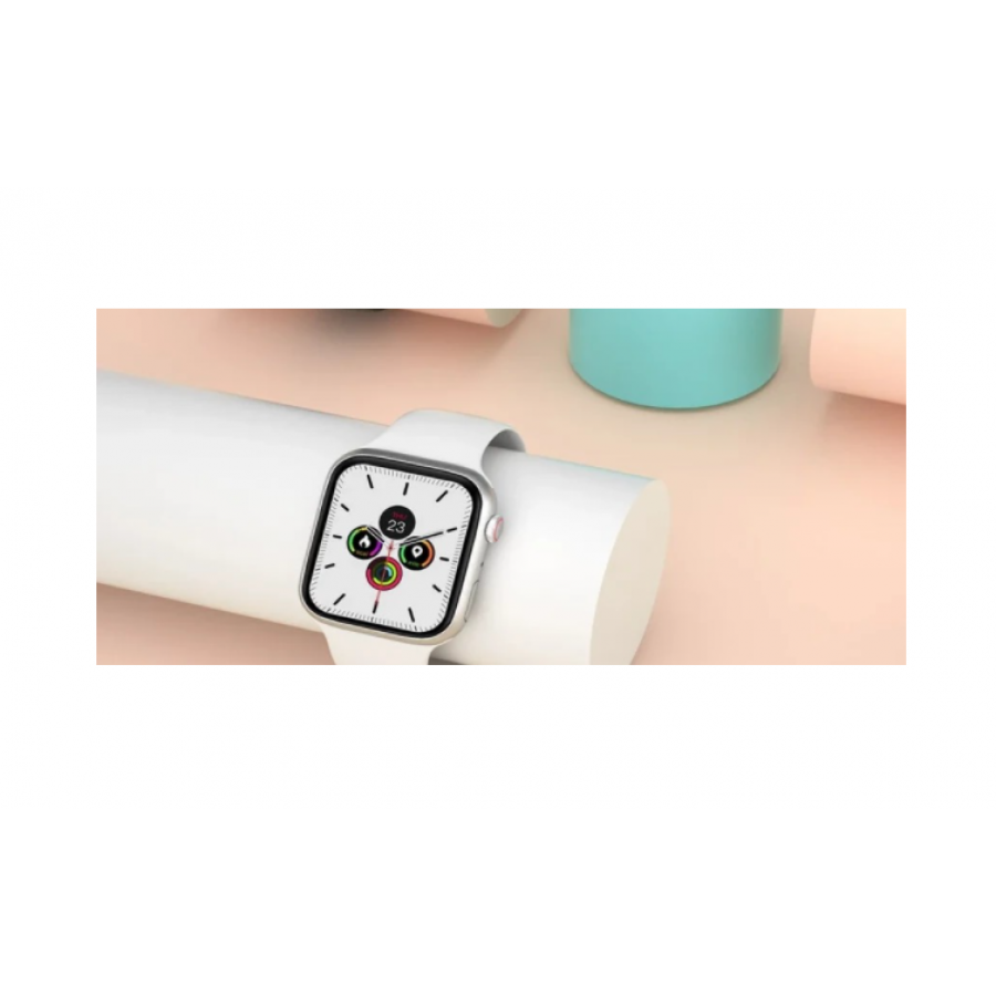 Smartwatch KlaussTech cu Bluetooth, Ecran Digital 1.75 inch, Acumulator 280mAh, Android/iOS, Monitorizare cardiaca, Incarcare Wireless, Alb