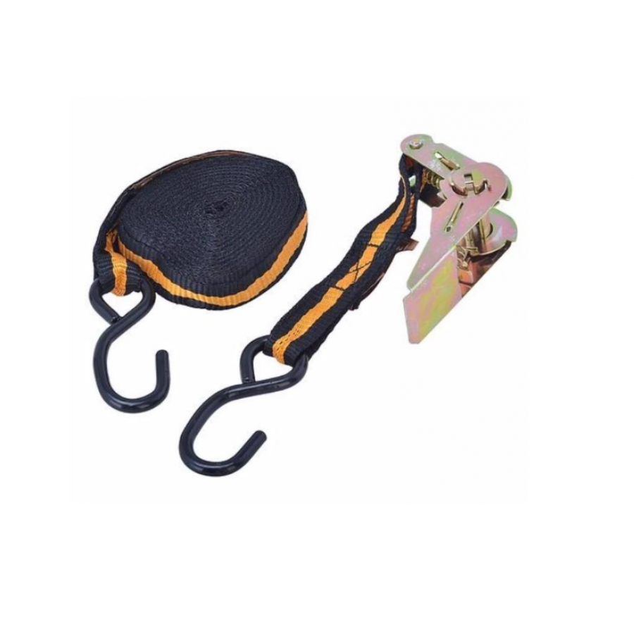 Chinga industriala cu clichet zincat, Material textil, Dimensiune 25 mm x 2.5 m, Negru/Galben