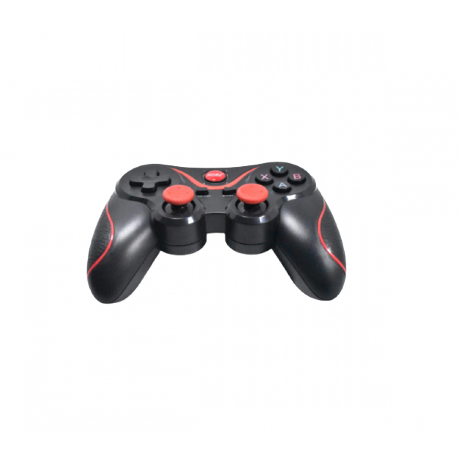 Controler KlaussTech Wireless pentru PC si Smartphone, Acumulator 500 mAH, Autonomie 8 h, Incarcare 2 h, Negru/Rosu