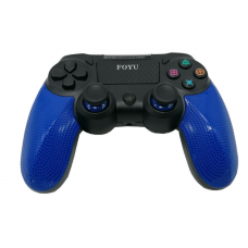 Controler Wireles de PS4, Reincarcabil prin Cablu USB, Forma ergonomica, Indicator LED, Negru/Albastru