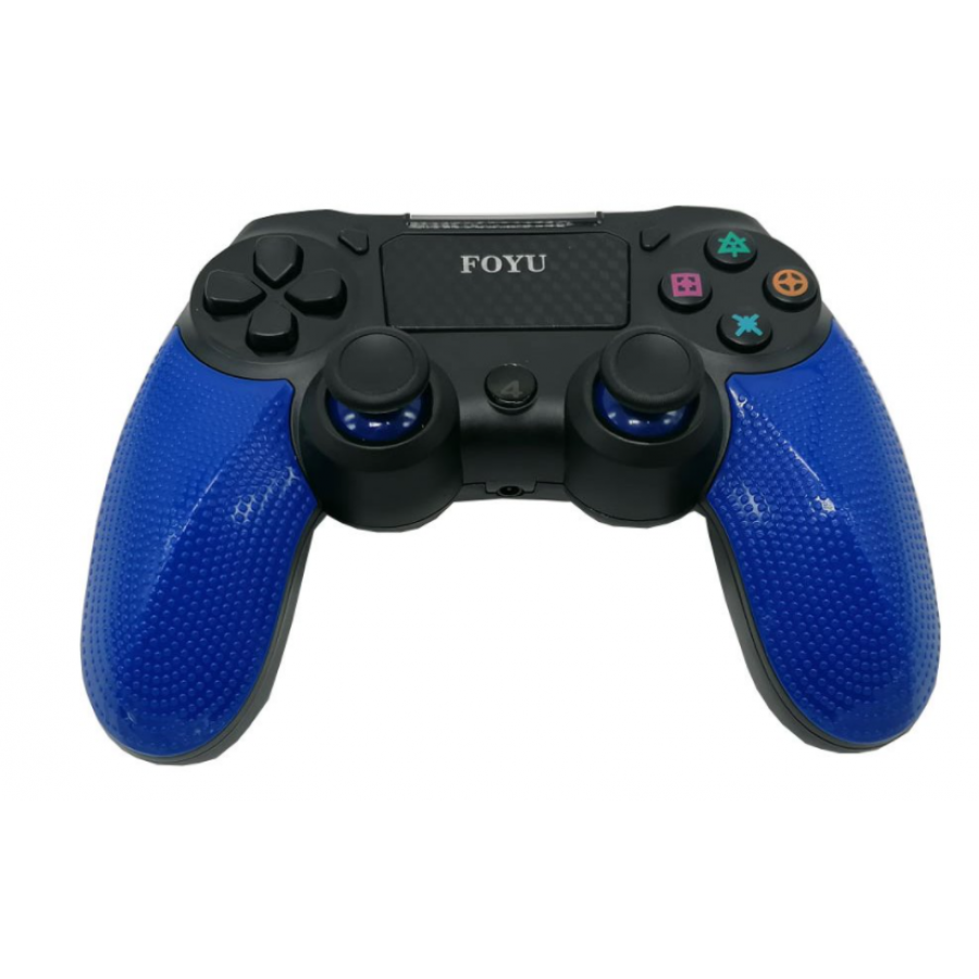 Controler Wireles de PS4, Reincarcabil prin Cablu USB, Forma ergonomica, Indicator LED, Negru/Albastru