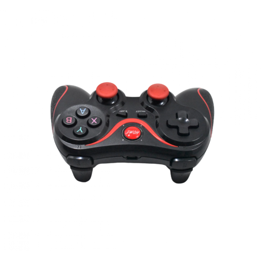 Controler KlaussTech Wireless pentru PC si Smartphone, Acumulator 500 mAH, Autonomie 8 h, Incarcare 2 h, Negru/Rosu
