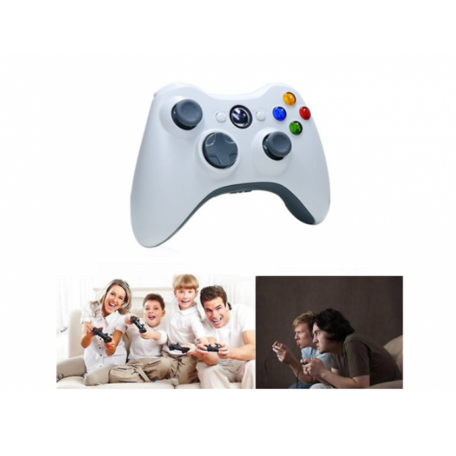 Controler pentru  Xbox 360 / PC si PS3, Cu fir, Vibartii, Dublu-soc, Ergonomic, Alb