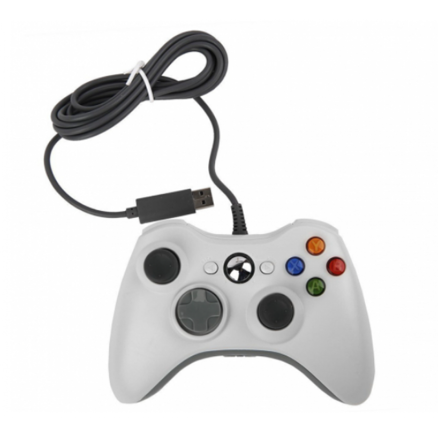 Controler pentru  Xbox 360 / PC si PS3, Cu fir, Vibartii, Dublu-soc, Ergonomic, Alb