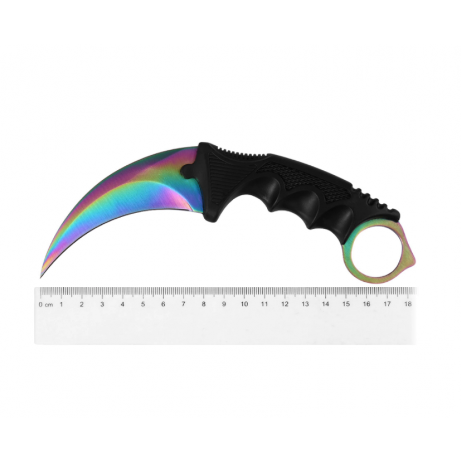 Cutit Karambit KlaussTech cu Tais din Otel, Design Fade CSGO, Teaca, Snur de Agatat, Multicolor