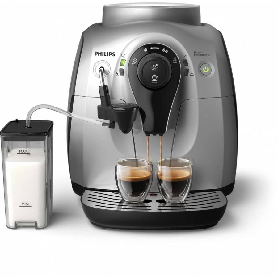 Espressor Philips Automat de 1400W, 1 L, MEMO, 15 bari, Butoane LED, 5 Setari macinare, Sistem spumare lapte, Argintiu