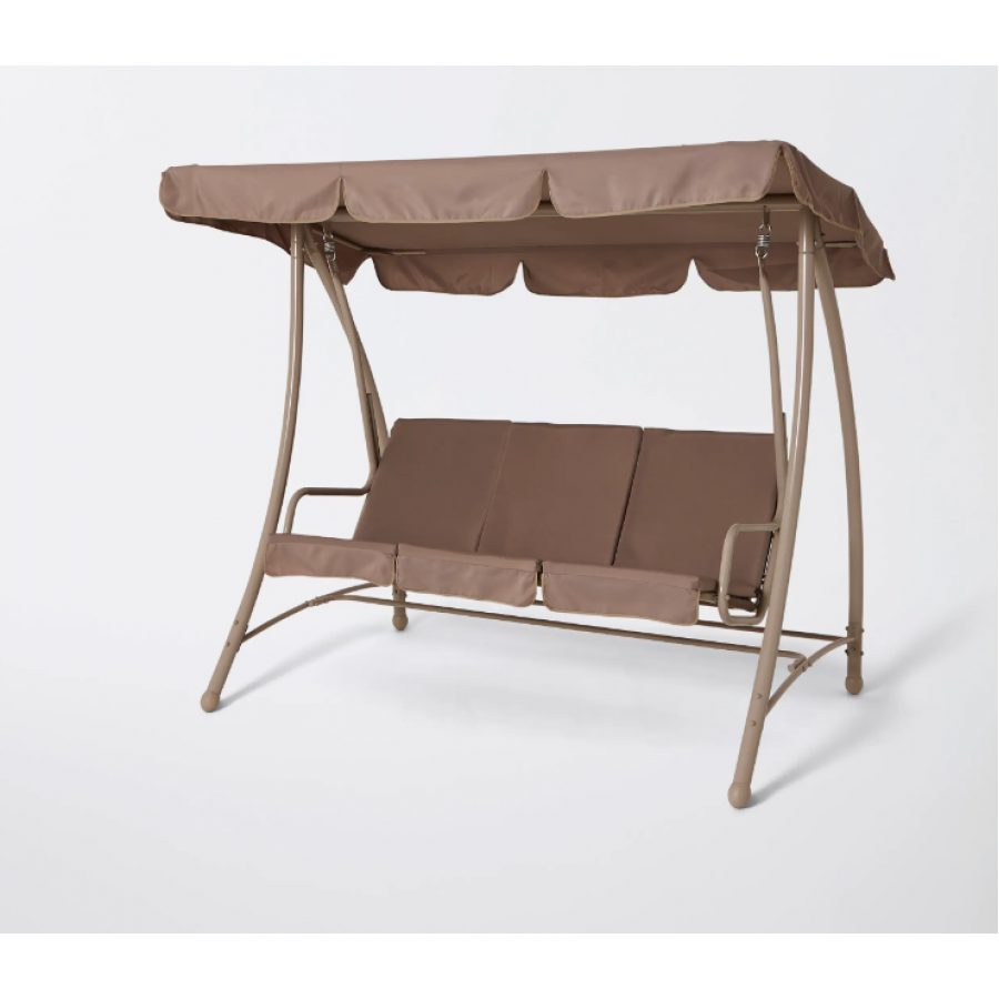 Balansoar de Gradina cu 3 locuri, Dimensiune 211 x 120 cm, Sarcina maxima 300 Kg, Perne incluse, Gri-taupe