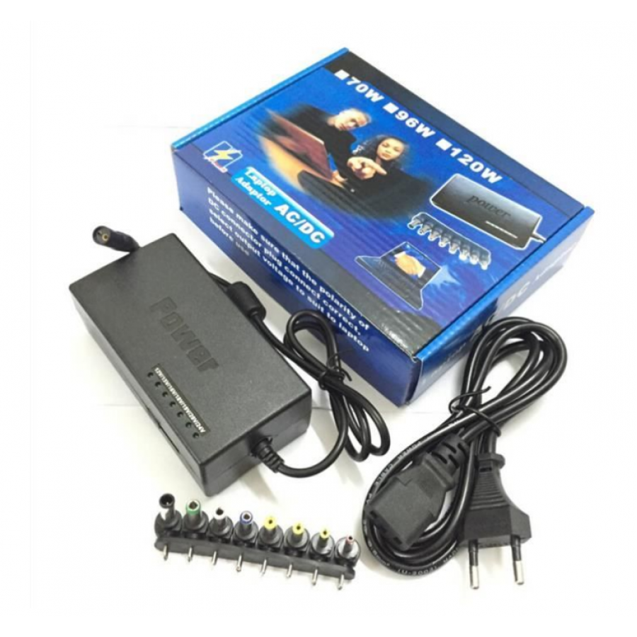 Incarcator Universal Pentru Laptop, 96w, Tensiune Reglabila 12-24 V, Cu 7 Conectori De Tip 12v / 15v / 16v / 18v / 19v / 20v / 24v, Negru