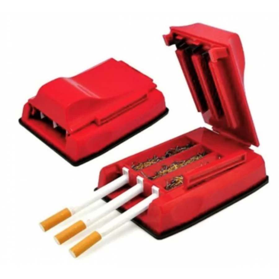 Aparat KlaussTech Manual de facut Tigari, 3 Injectoare, 130 x 65 x 45 mm, Rosu/Negru