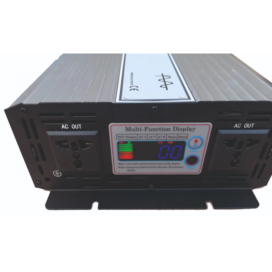 Invertor 12V-220V cu Unda sinosoidala pura, Carcasa din Aluminiu, Protectii inteligente, Filtru inteligent, Argintiu