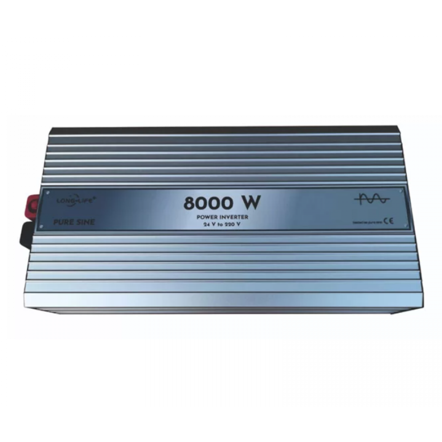 Invertor de 8000W, Sinus Pur, Tensiune alimentare 24V-220V, Display elegant, Protectii inteligente, Argintiu