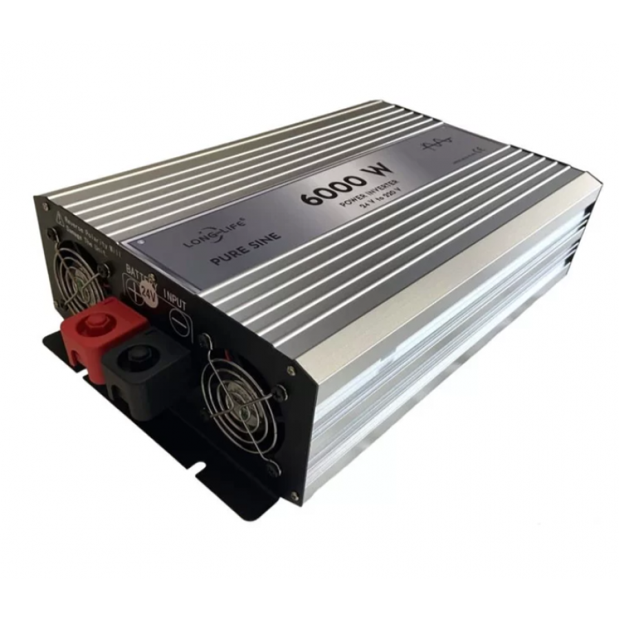 Invertor 24V-220V cu Unda sinosoidala pura, 6000W, Dimensiuni 32 x 15 x 8 cm, 4 Kg, Argintiu