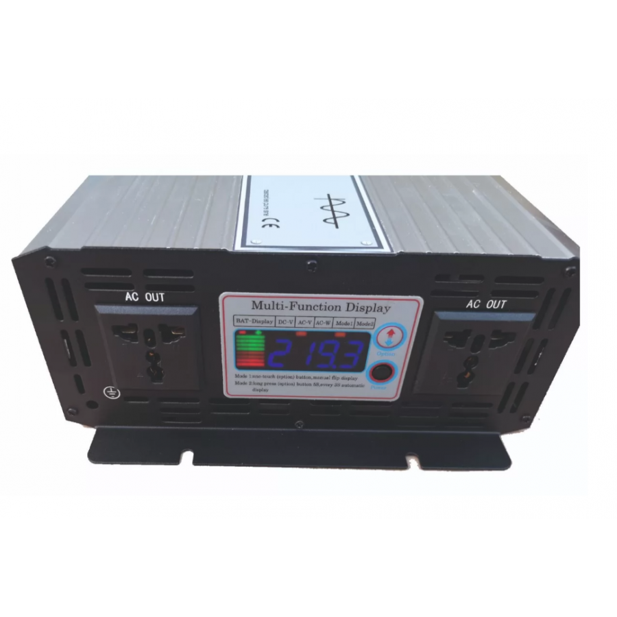 Invertor 12V-220V cu Unda sinosoidala pura, Carcasa din Aluminiu, Protectii inteligente, Filtru inteligent, Argintiu