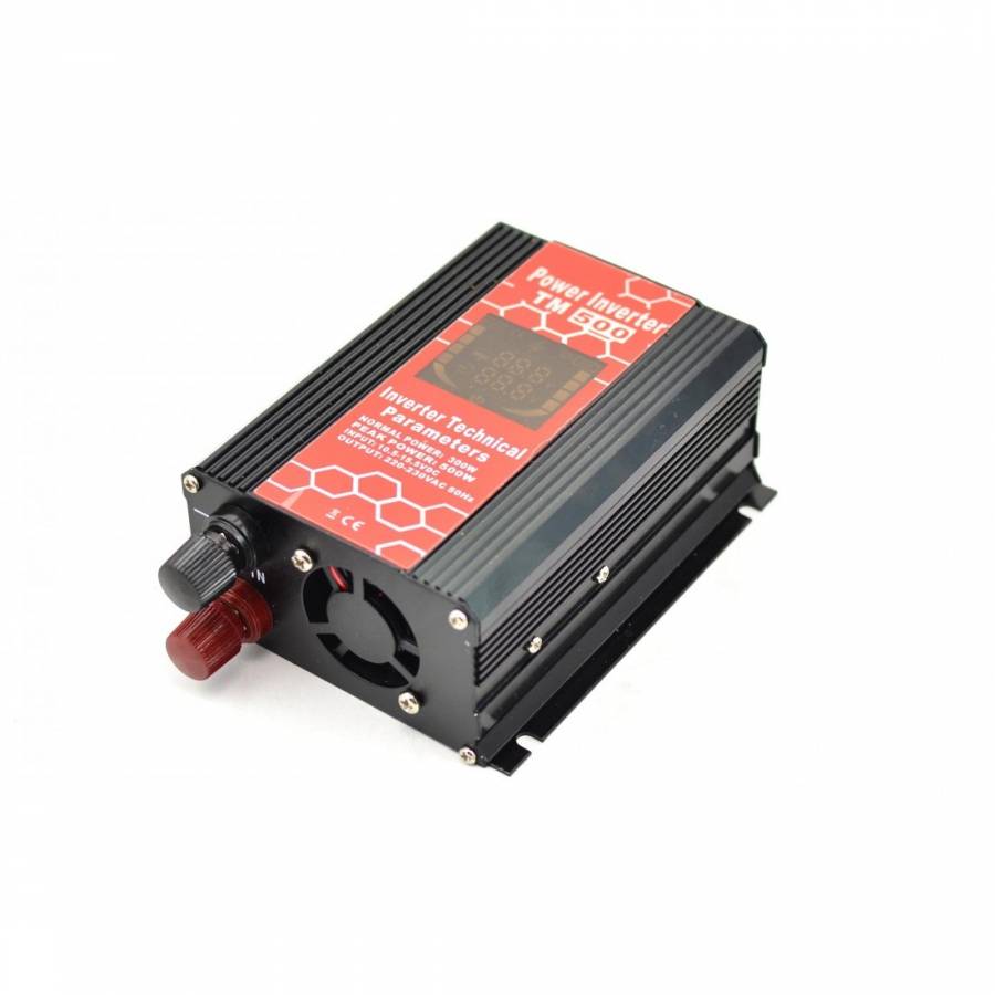 Invertor Auto cu Iesire USB, Putere 500W, 12 V - 220 V, 150 x 95 x 60 mm, ON/OFF, Protectie Scurt circuit, Negru/Rosu
