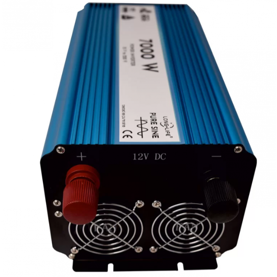 Invertor de 7000W cu Sinus Pur, Protectie la suprasarcina si supratensiune, 24V-220V, Albastru