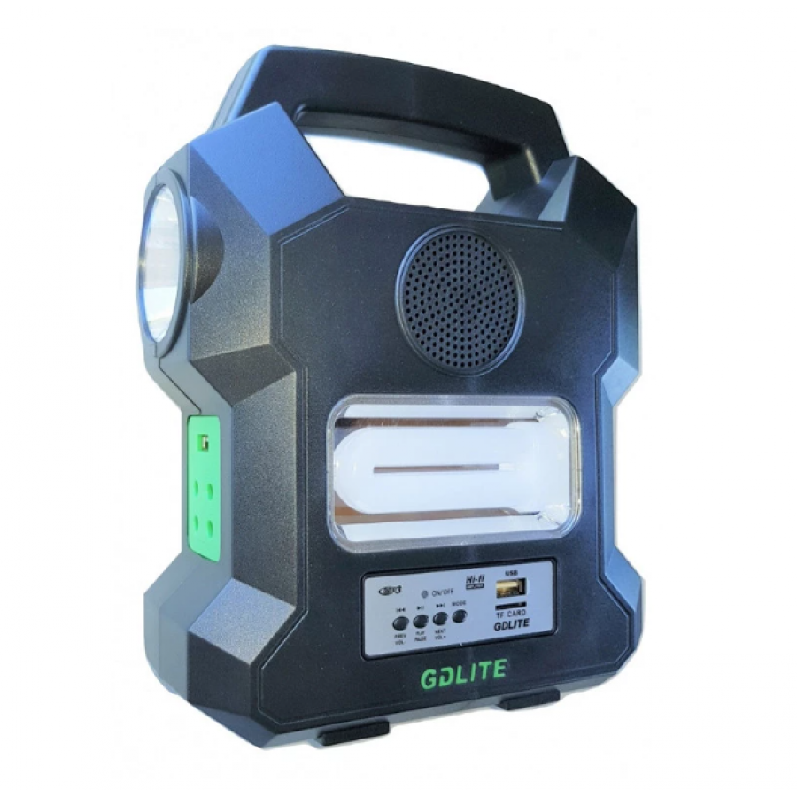 Sistem Solar Portabil cu 4 Becuri LED SMD, Iesire USB 5V, Bluetooth MP3 Player, Radio FM, 220 - 240 V, Panou solar, 8 h functionare, Negru