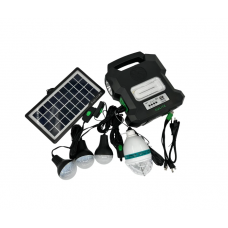 Sistem Solar Portabil cu 4 Becuri LED SMD, Iesire USB 5V, Bluetooth MP3 Player, Radio FM, 220 - 240 V, Panou solar, 8 h functionare, Negru