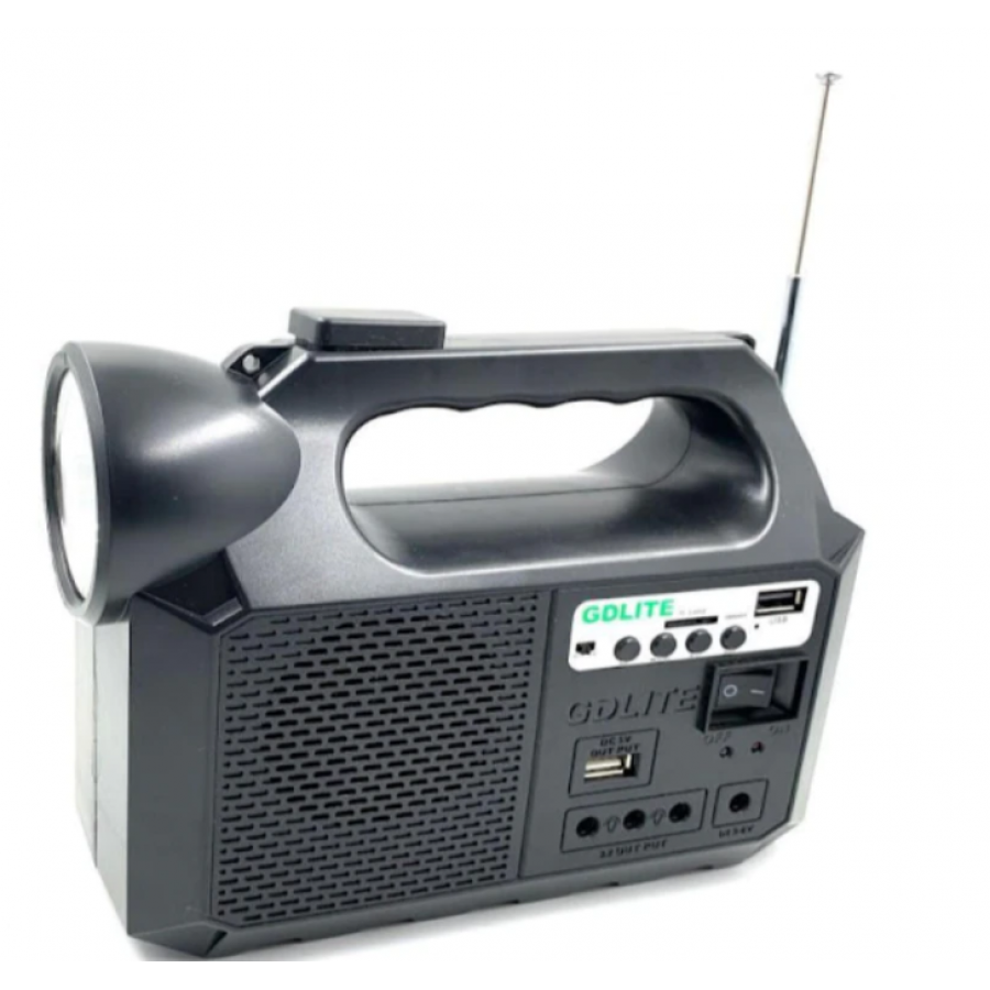 Kit Solar Portabil cu 3 becuri, Bluetooth, FM / TF, USB, LED SMD, 8000 mAH, Operare 14 h, Lanterna LED, Incarcare 10 h, Negru