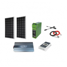 Kit Sistem Panouri Fotovoltaice, Invertor 8000W, Rulote sau cabane, 360 W, 12/24 V, 2 x Panouri de 180W, Cablu solar inclus
