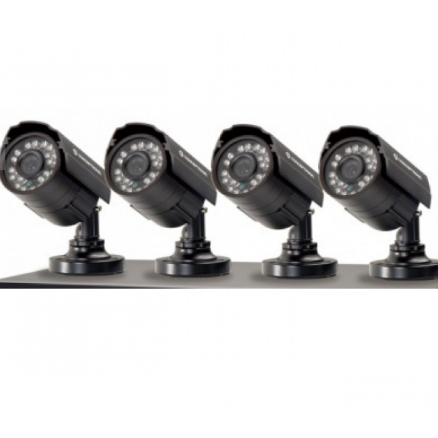 Sistem de Supraveghere CCTV KlaussTech, 4 Camere video de exterior, FULL HD, DVR AHD - HDMI, Senzor miscare, 2MP, Telecomanda, Negru