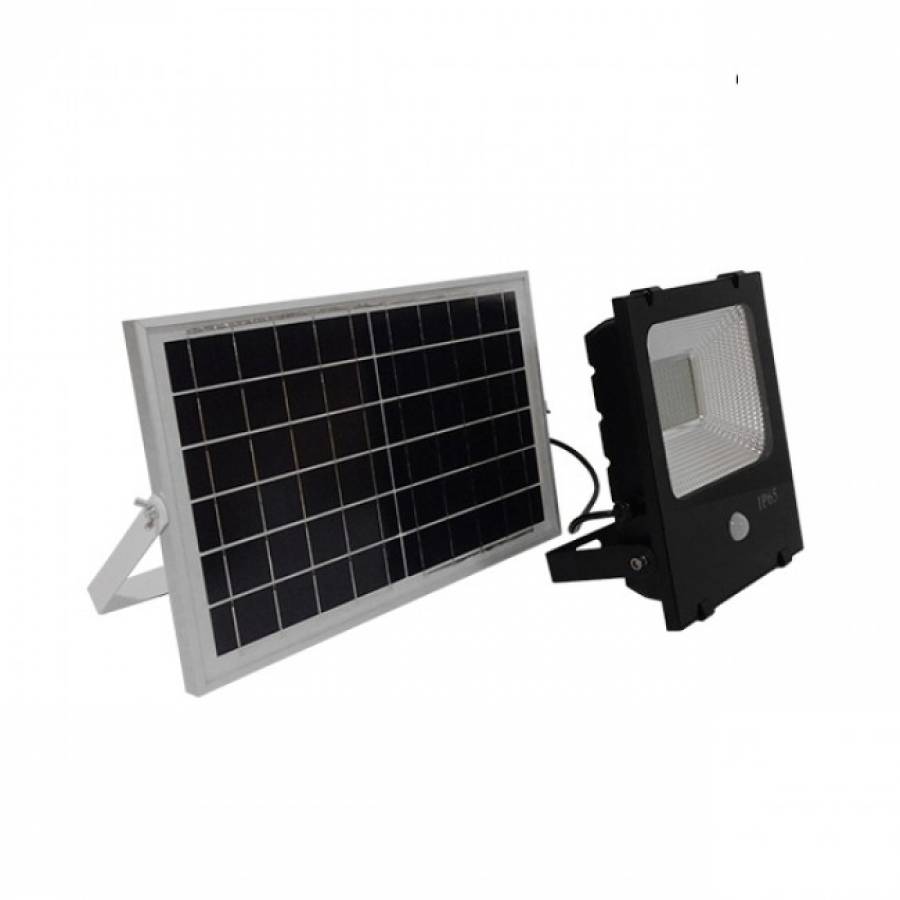 Proiector Solar, KlaussTech, Putere 80W, Control prin Telecomanda, Unghi Larg de Iluminare, Senzor de Miscare, Lumina Rece, Usor de Montat, Negru