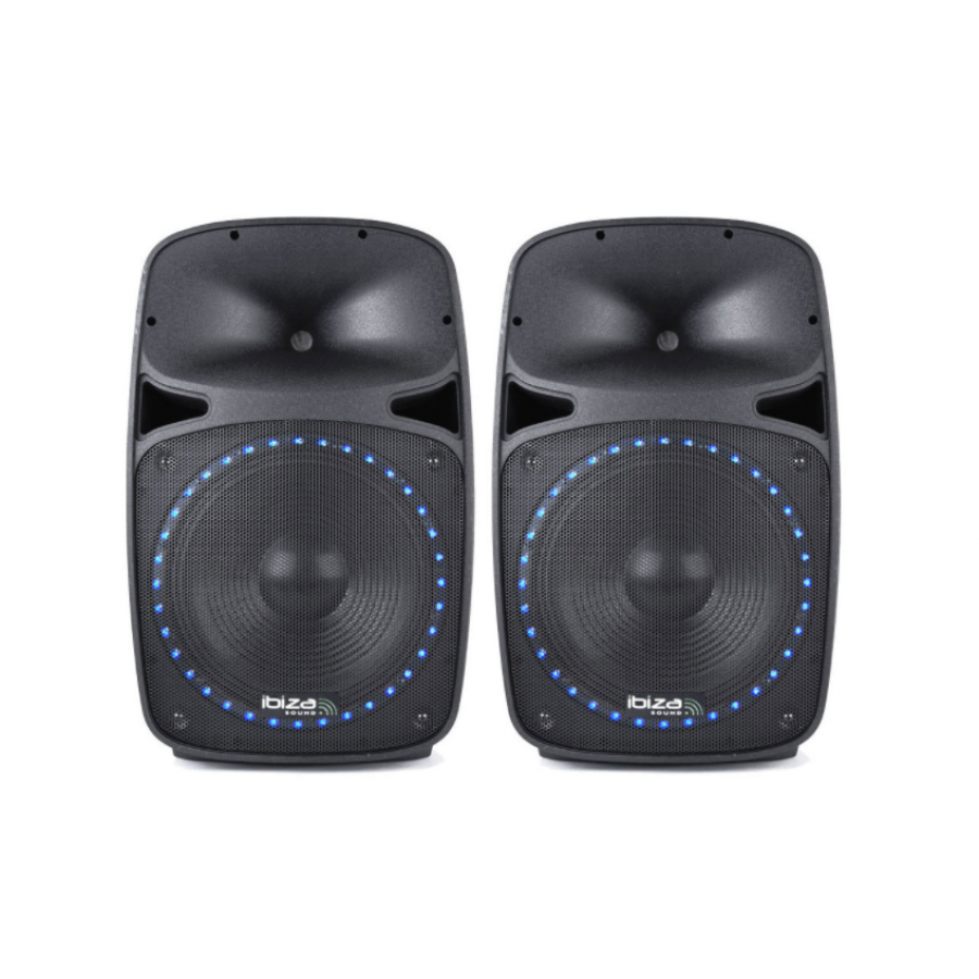 Set De 2 Boxe, Active, Difuzoare 15 Inch, Putere 2 X 500w, Conectivitate Usb, Sd Card, Bluetooth, Accesorii Incluse, Lumini, Negru