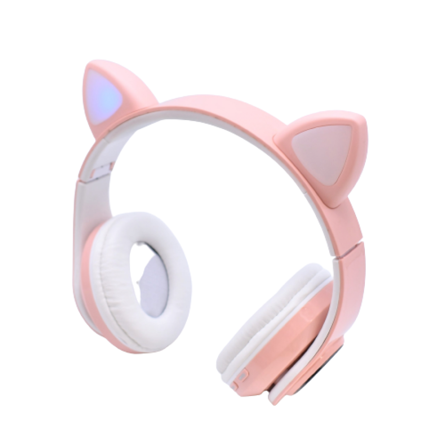 Casti Audio Klausstech, Bluetooth, Microfon, Radio, Sd Card, Lumini Rgb, Incarcare Rapida, Design Modern, Roz